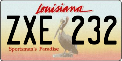 LA license plate ZXE232