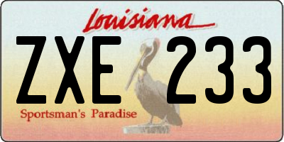 LA license plate ZXE233