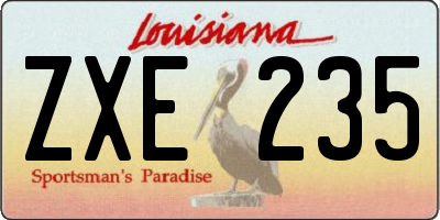 LA license plate ZXE235