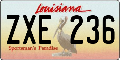 LA license plate ZXE236