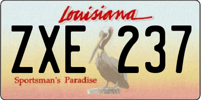 LA license plate ZXE237