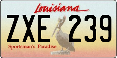 LA license plate ZXE239