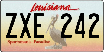 LA license plate ZXE242