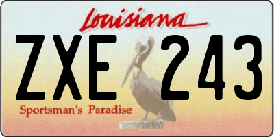 LA license plate ZXE243