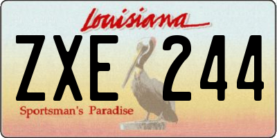 LA license plate ZXE244