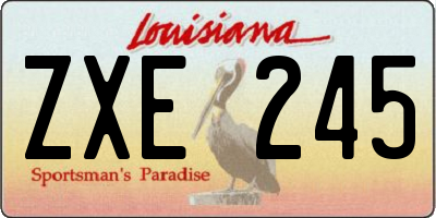 LA license plate ZXE245