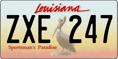 LA license plate ZXE247