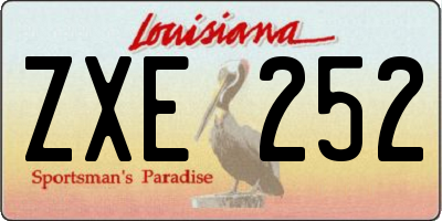 LA license plate ZXE252