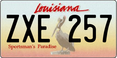 LA license plate ZXE257