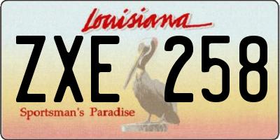 LA license plate ZXE258