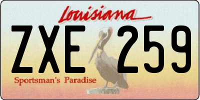 LA license plate ZXE259