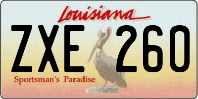 LA license plate ZXE260