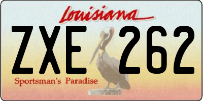 LA license plate ZXE262