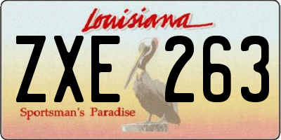 LA license plate ZXE263