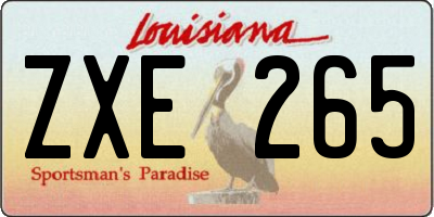 LA license plate ZXE265