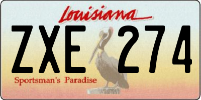 LA license plate ZXE274