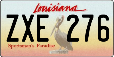 LA license plate ZXE276