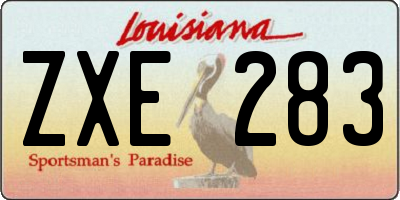 LA license plate ZXE283