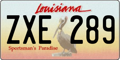 LA license plate ZXE289