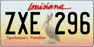 LA license plate ZXE296