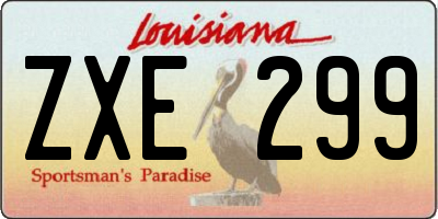 LA license plate ZXE299