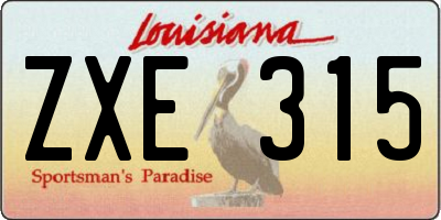 LA license plate ZXE315