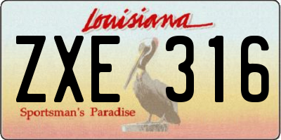 LA license plate ZXE316