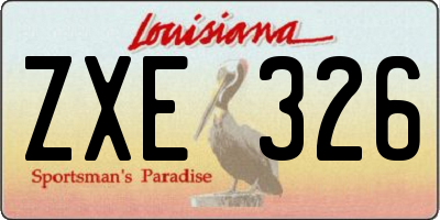 LA license plate ZXE326