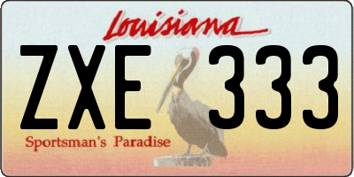 LA license plate ZXE333