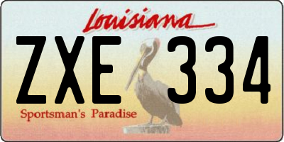 LA license plate ZXE334