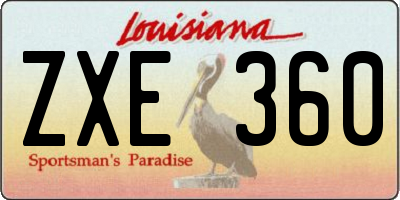 LA license plate ZXE360