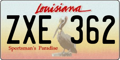 LA license plate ZXE362