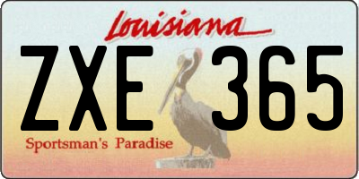 LA license plate ZXE365