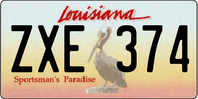 LA license plate ZXE374