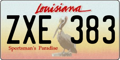 LA license plate ZXE383