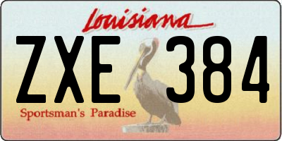 LA license plate ZXE384