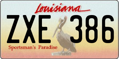 LA license plate ZXE386