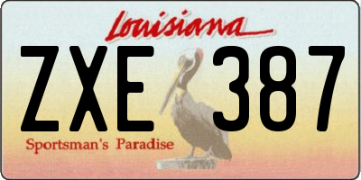 LA license plate ZXE387