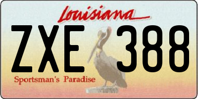 LA license plate ZXE388