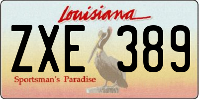 LA license plate ZXE389