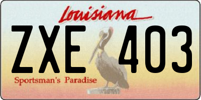 LA license plate ZXE403