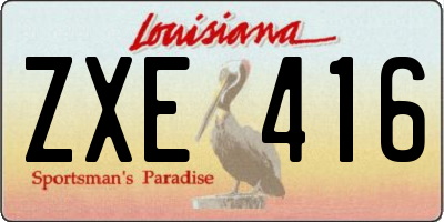 LA license plate ZXE416