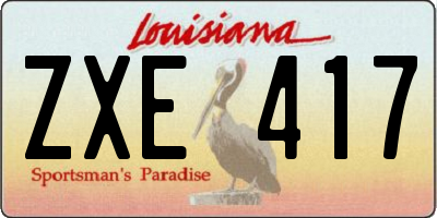 LA license plate ZXE417