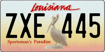 LA license plate ZXE445