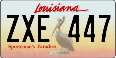 LA license plate ZXE447