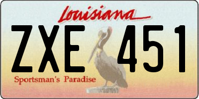 LA license plate ZXE451