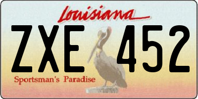 LA license plate ZXE452