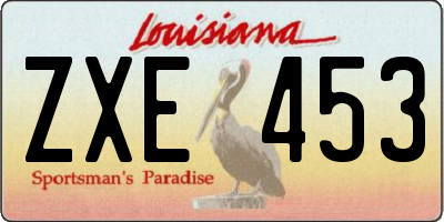 LA license plate ZXE453