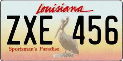 LA license plate ZXE456