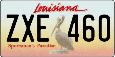 LA license plate ZXE460